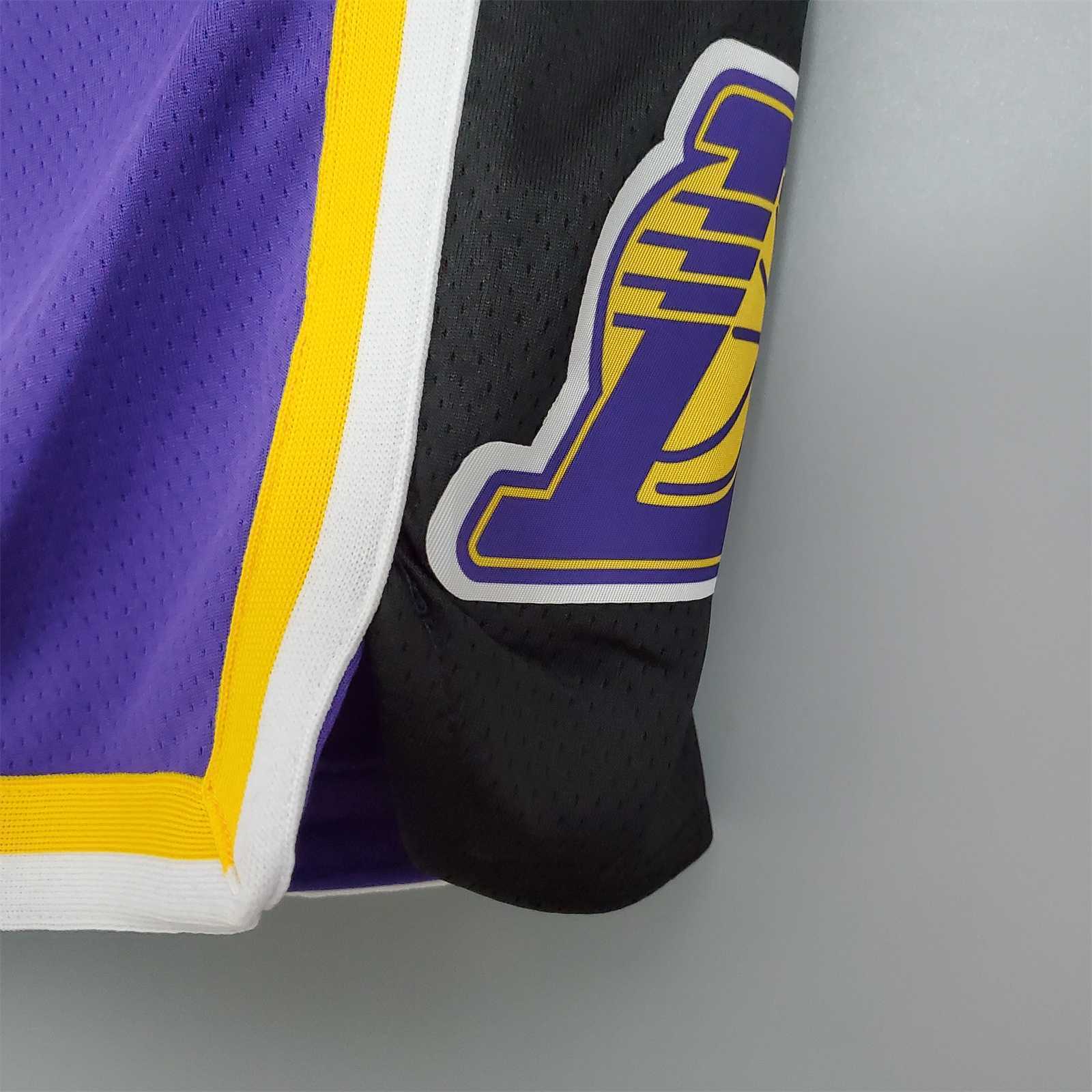 Lakers Purple Black Side NBA Shorts 2