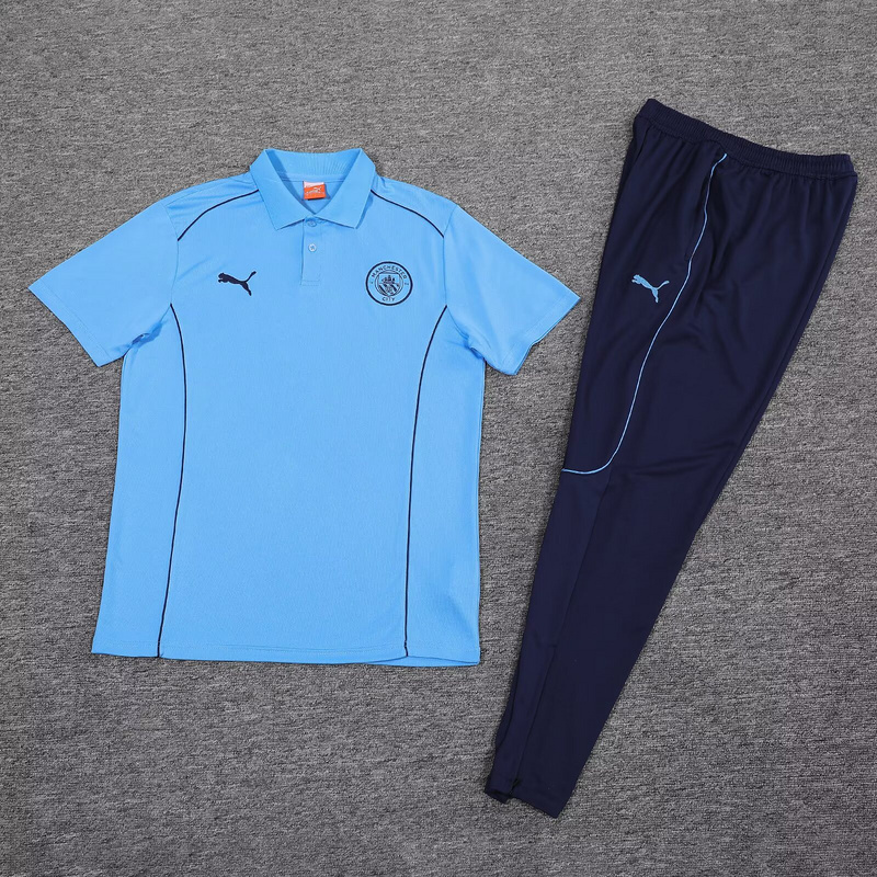 25-26 Manchester City Blue POLO Training Kits Football Tracksuits 2