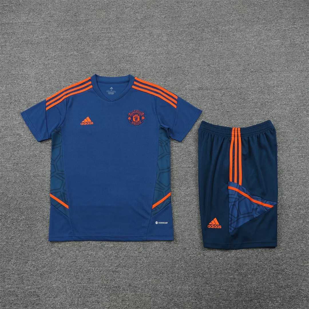 22-23 Manchester United Training Suit Short Sleeve Kit Blue 11