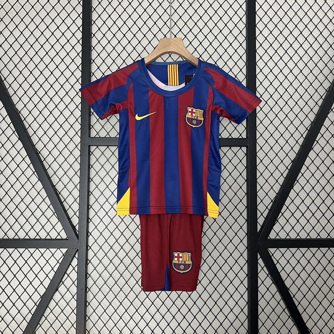 05-06 Barcelona Home Retro Kids Kits Football Jerseys Yupoo