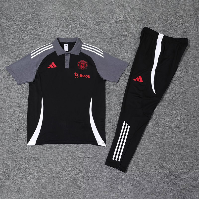25-26 Manchester United Black POLO Training Kits Football Tracksuits 2