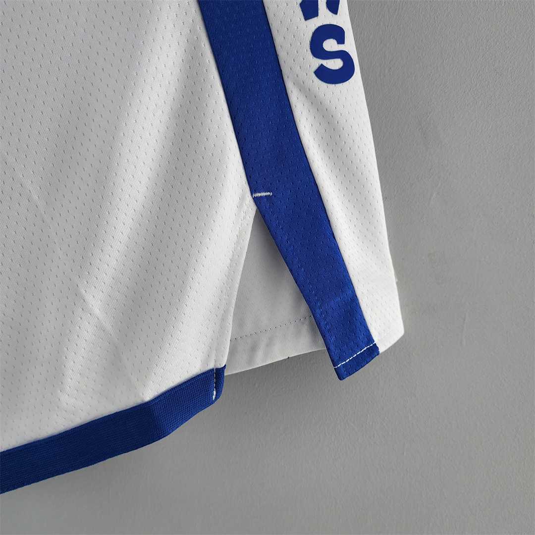 Golden State Warriors NBA Shorts White Blue Trim 1