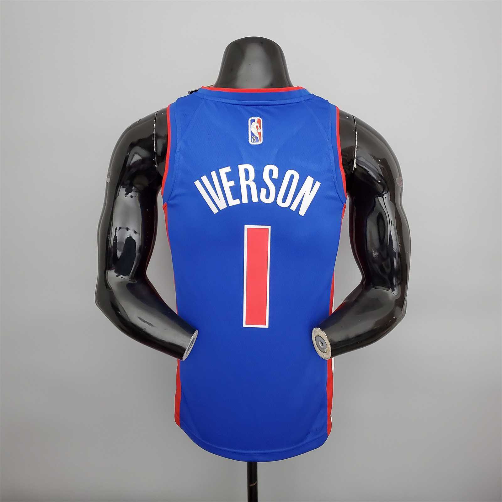 75th Anniversary Iverson #1 Pistons Blue 6