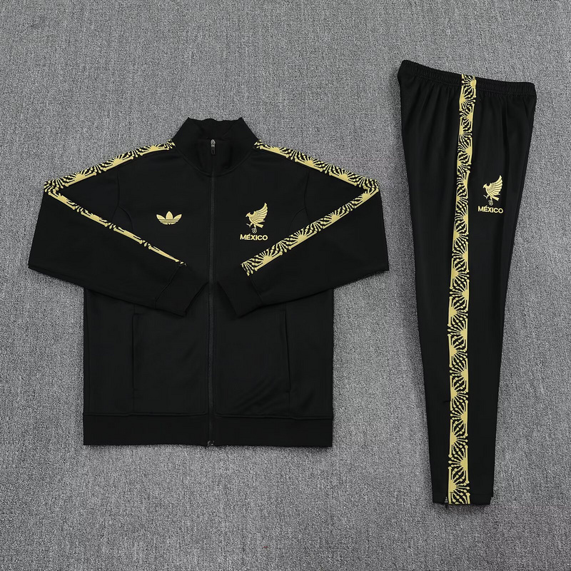 25-26 Mexico Black Football Tracksuits Long Jacket Suits 2