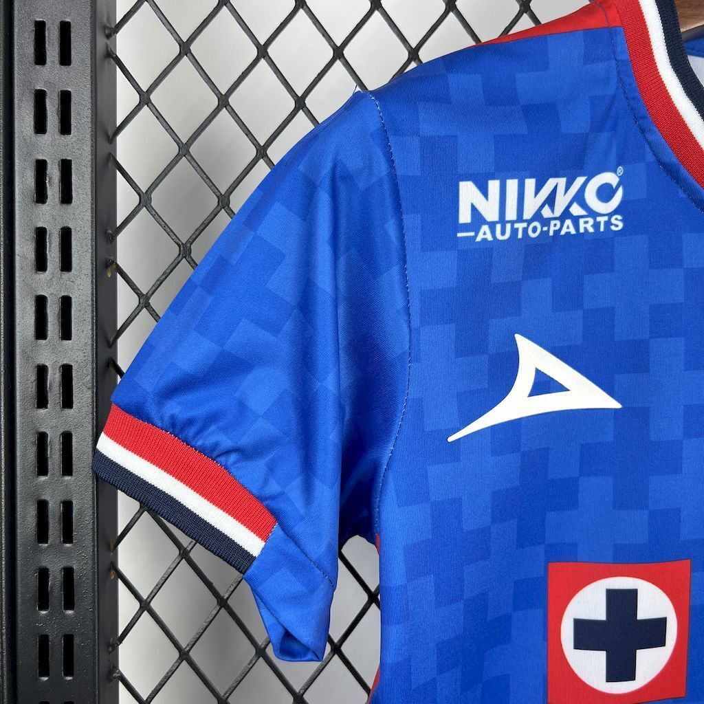 25-26 Cruz Azul Home Kid Kits Youth Apparels Soccer AAAAJersey Supplier Yupoo 3