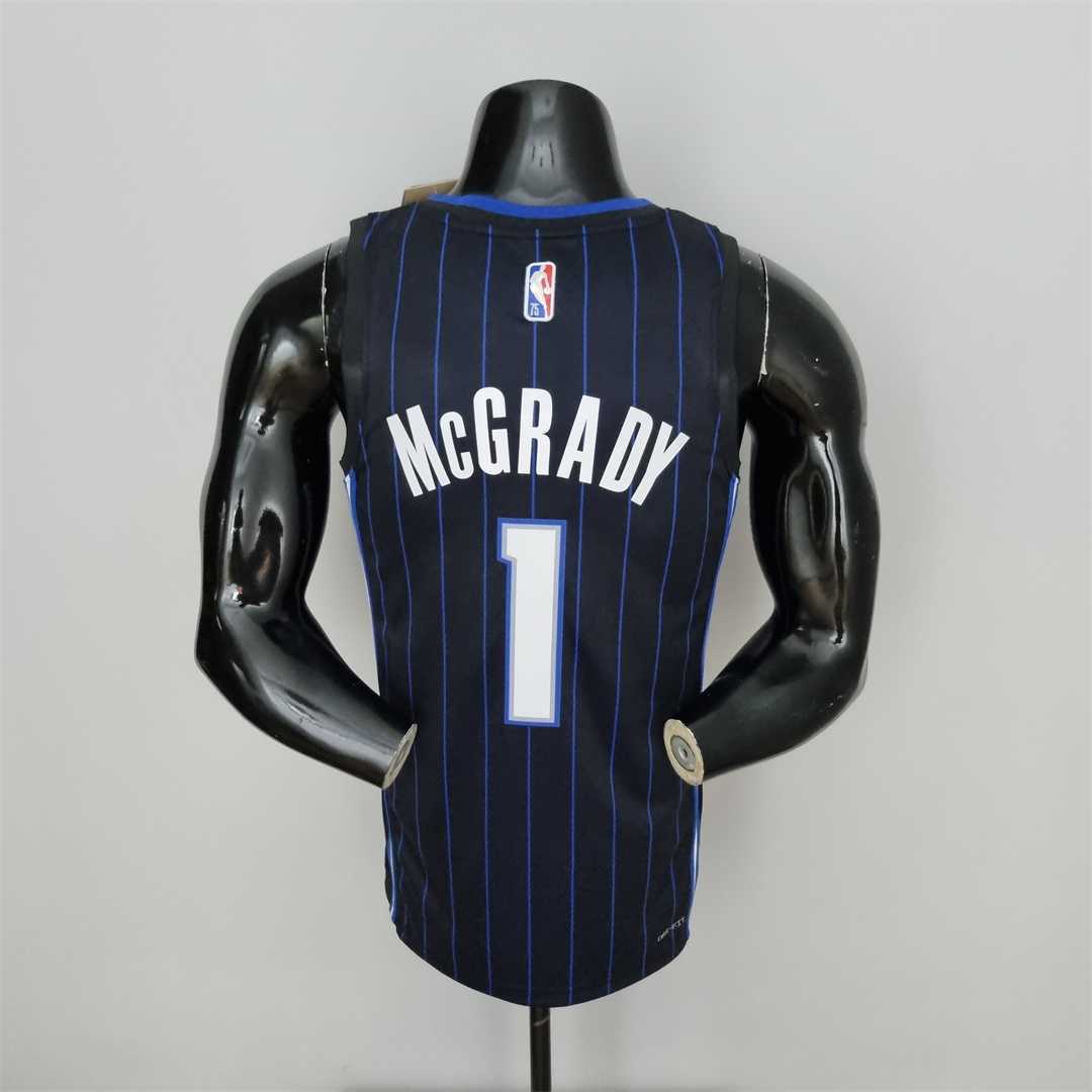 75th Anniversary McGrady #1 Orlando Magic Black NBA Jersey 9