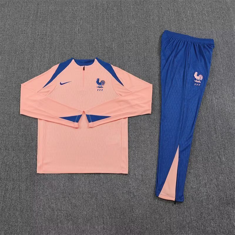 25-26 France Orange Training Kits Long Football Tracksuits 1