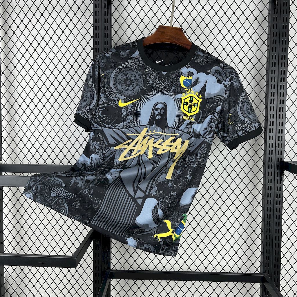 2024 Brazil Christ x Stussy Special Edition Kit Soccer T-Shirts AAAAJersey Dropship Yupoo