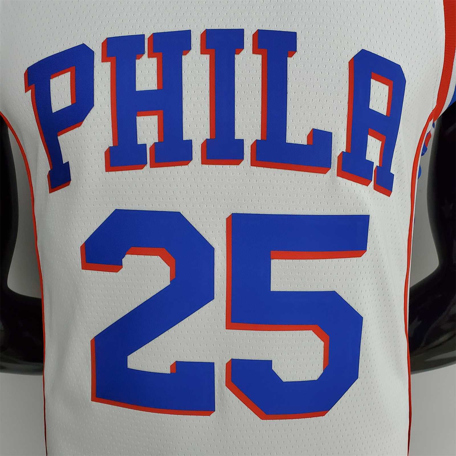 75th Anniversary Philadelphia 76ers SIMMONS#25 White NBA Jersey 3