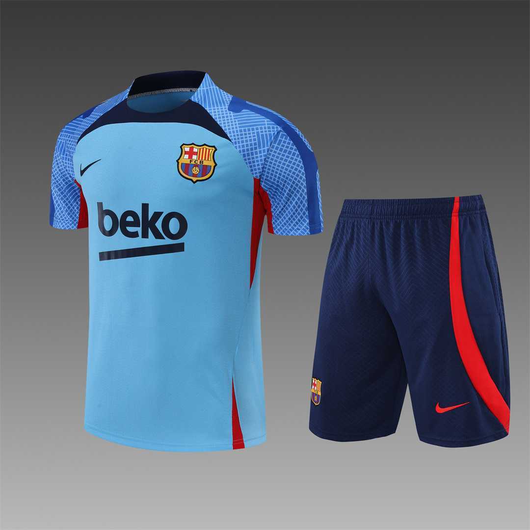 22-23 Barcelona training suit short sleeve kit blue - 3