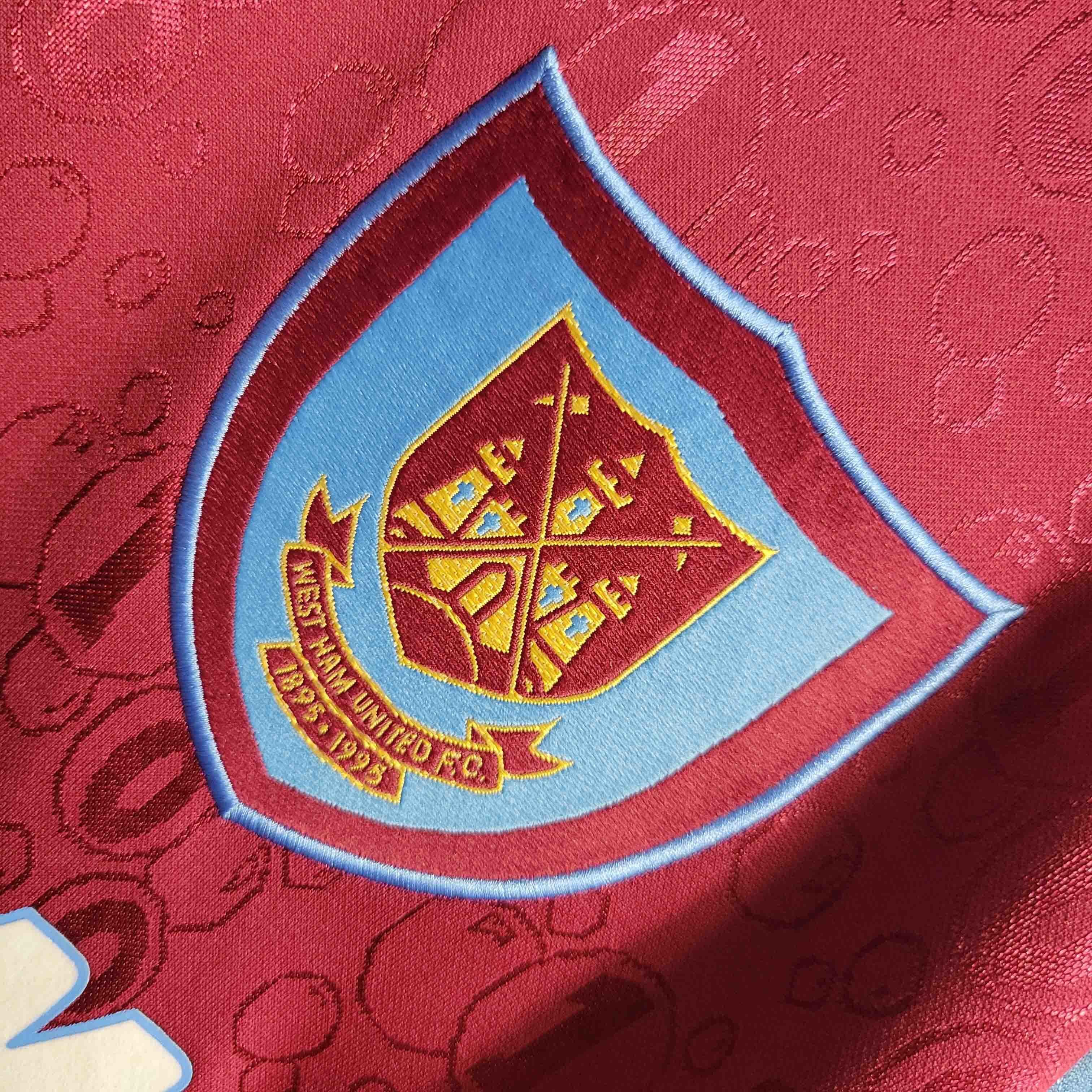 95-97 West Ham Home Retro Long Sleeve Kit Vintage Shirt Sport AAAAJersey Yupoo 3