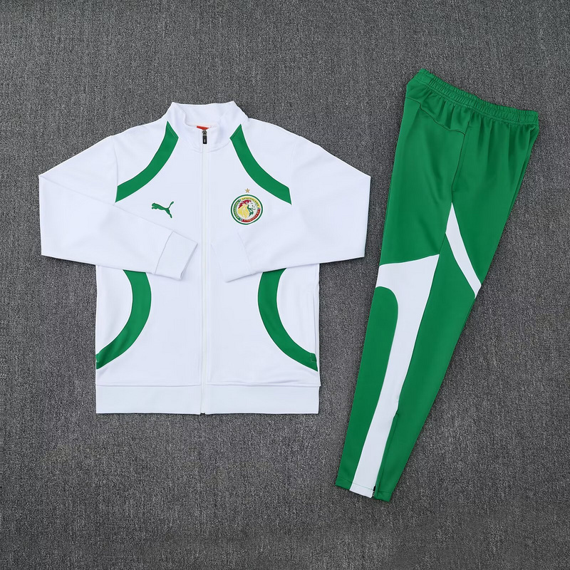 25-26 Senegal White Football Tracksuit Long Jacket Suits 1