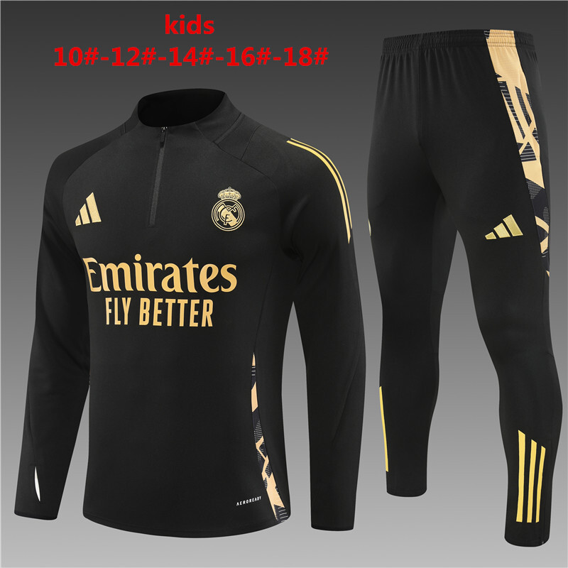 24-25 Real Madrid Kids Long Sleeve Training Suit Football Shirts