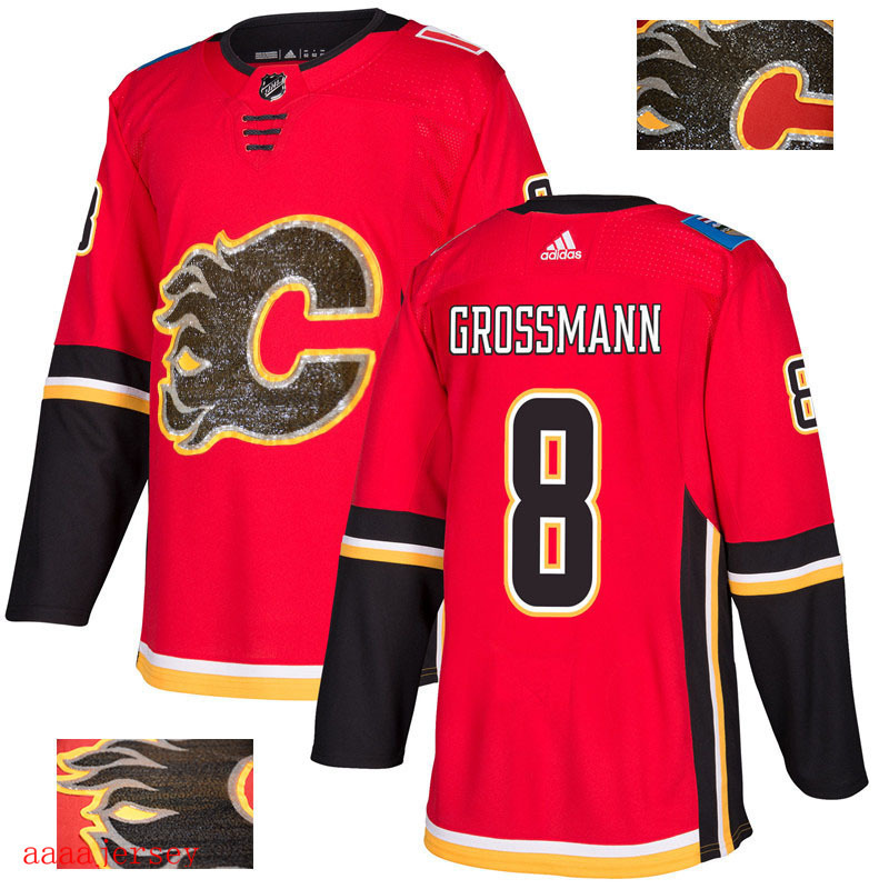 2018 Calgary Flames ice hockey jersey M-3XL 卡加利火焰队时尚亮片款冰球服 10