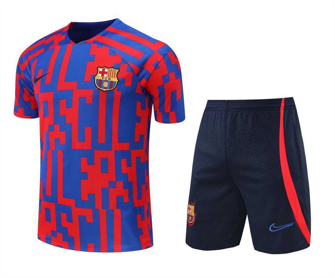22-23 Barcelona training suit Short Sleeve kit red and blue camouflage