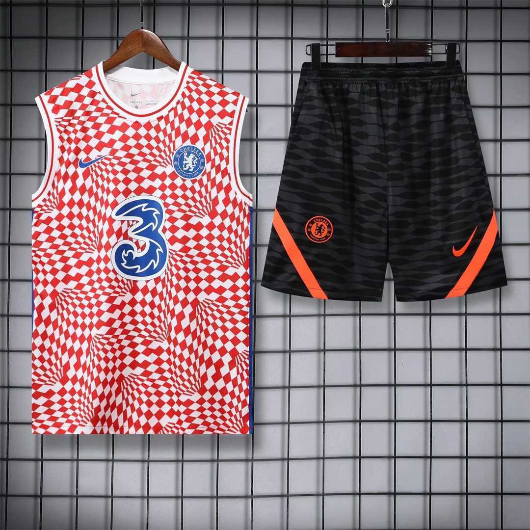 22-23 Chelsea vest training suit kit red and white 6