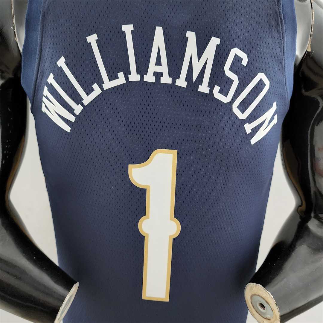 75th Anniversary New Orleans Pelicans Williams #1 Navy Blue NBA Jersey 8