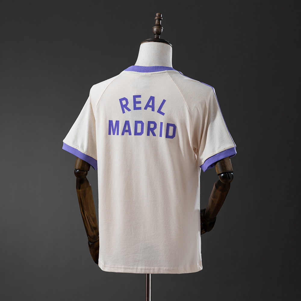 25-26 25-26 Real madrid Adidas Originals 3-stripes beige cotton t-shirt 1