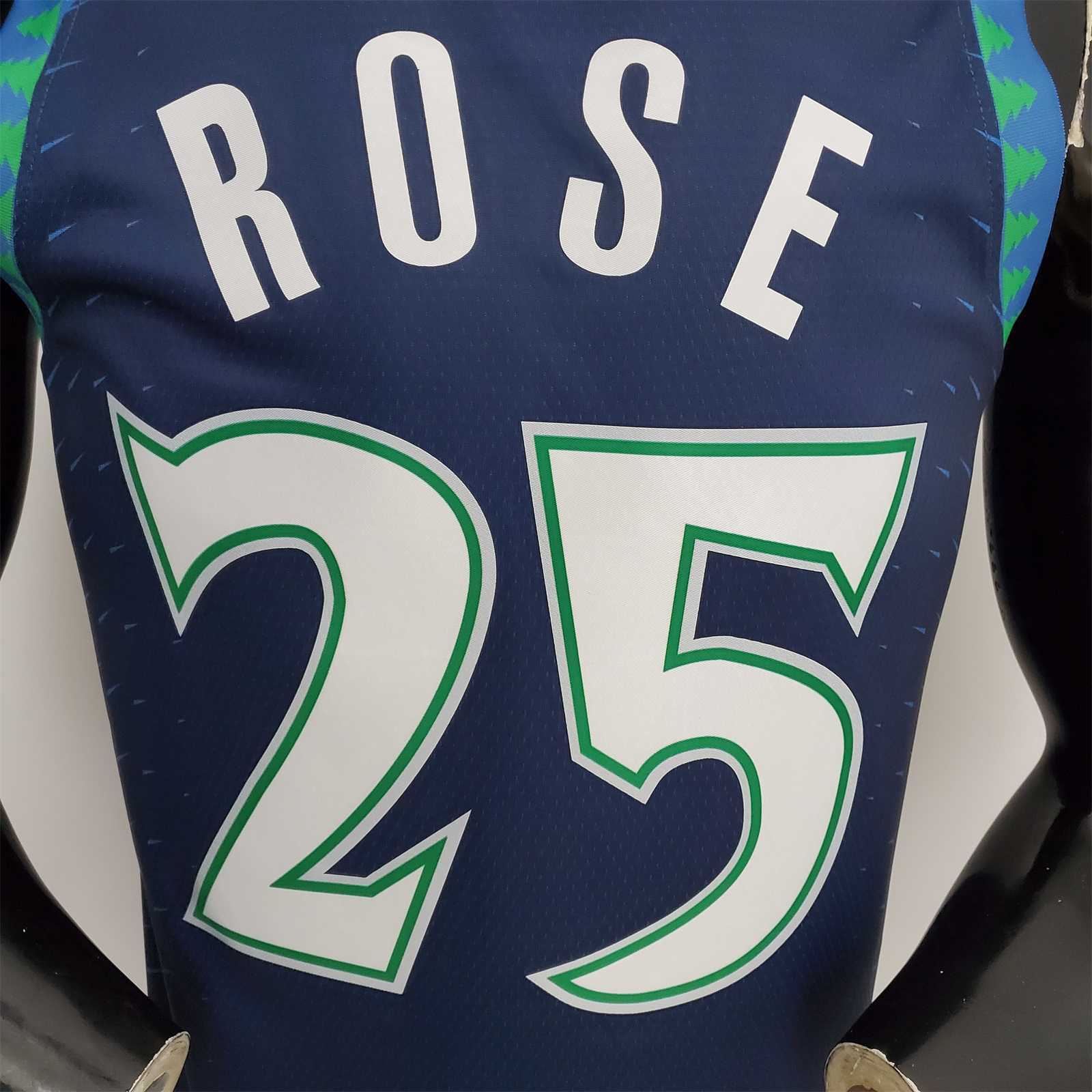 75th Anniversary 2202 Season ROSE#25 Minnesota Timberwolves City Edition Blue NBA Jersey 6