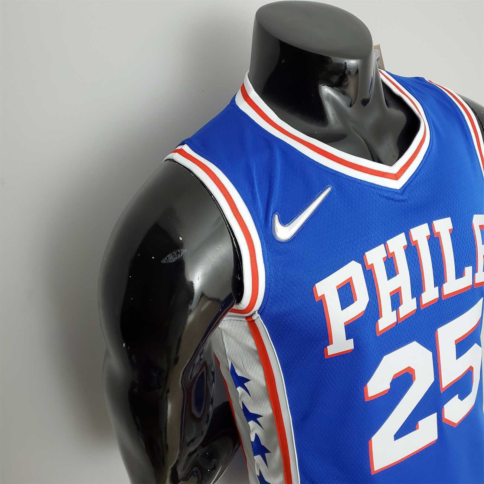 75th Anniversary Philadelphia 76ers SIMMONS#25 Blue NBA Jersey 4