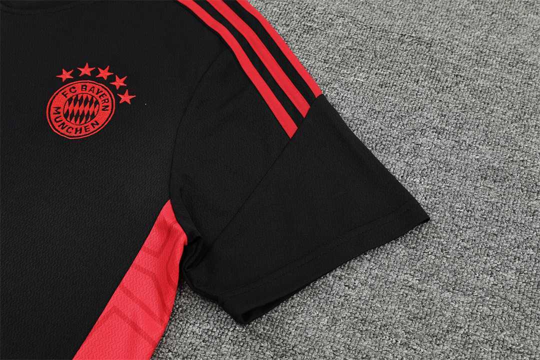22-23 Bayern Munich training suit short sleeve kit red black 5