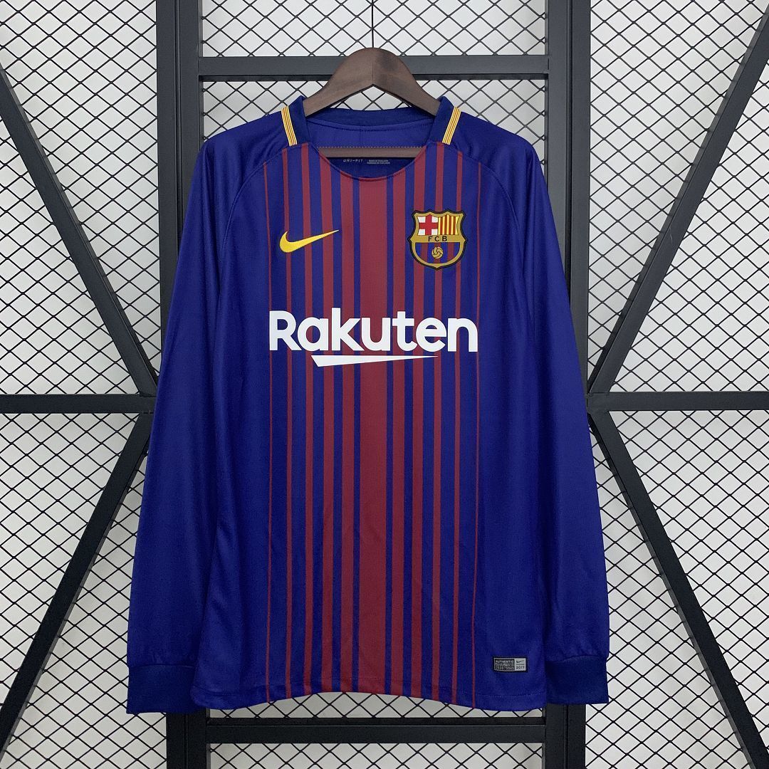 17-18 Barcelona Home Retro Long Sleeve Kit Vintage Shirt AAAAJersey Wholesale Yupoo