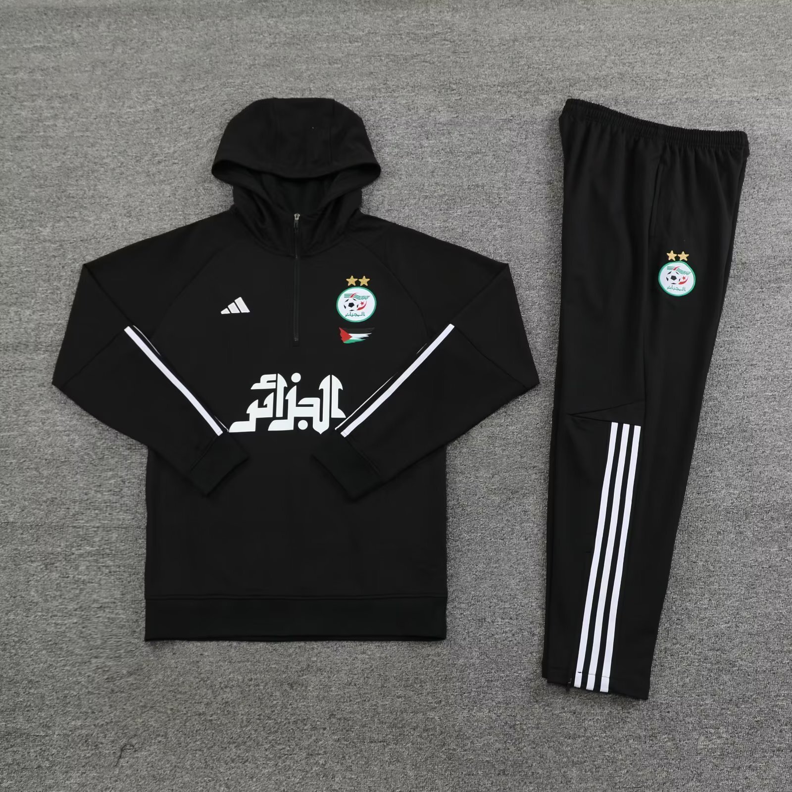 23-24 Algeria Black Hoodie Long Sleeve Training Suit Yupoo 2
