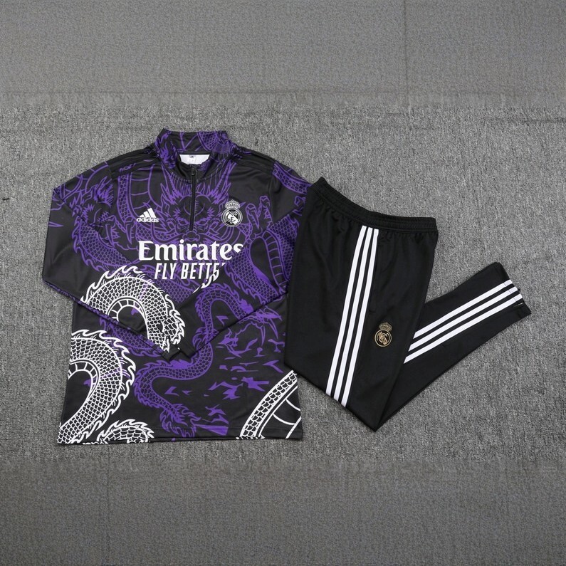 23-24 Real Madrid Purple Training Suit Long Sleeve Sweat Kits Best Jerseys Yupoo 1