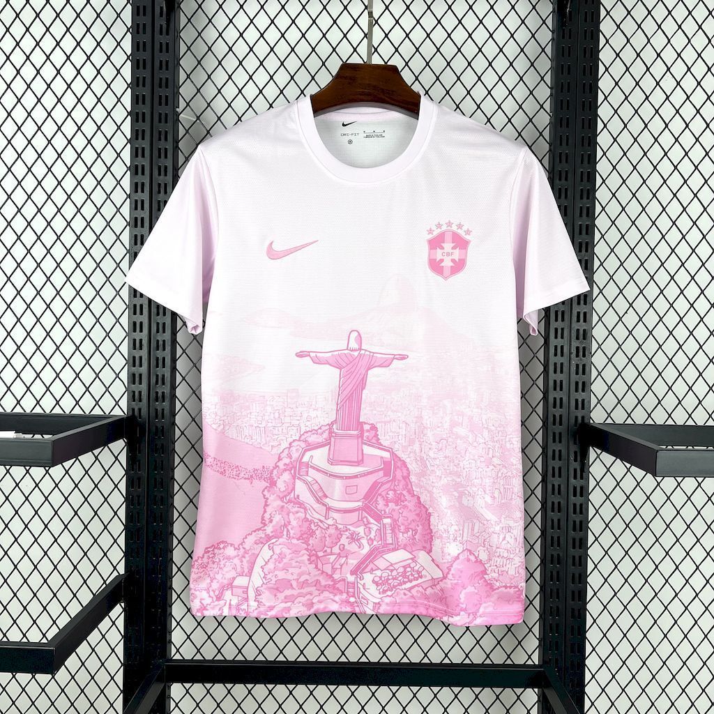 2025 Brazil Cristo Redentor Pink Special Edition T-Shirt Football Apparels Soccer AAAAJersey Yu 1
