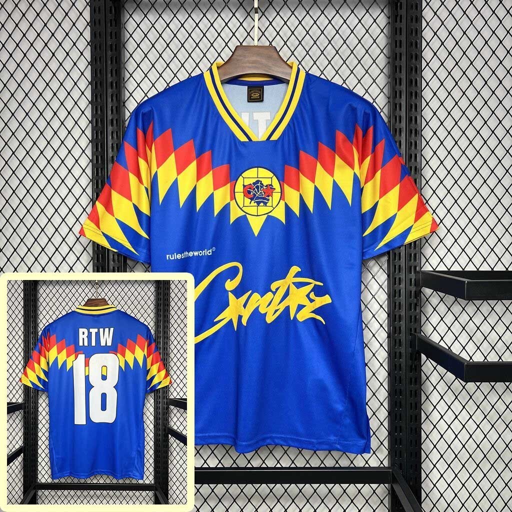 95-96 Club America RTW Blue Retro Kit Vintage Shirt Sport AAAAJersey Yupoo 4