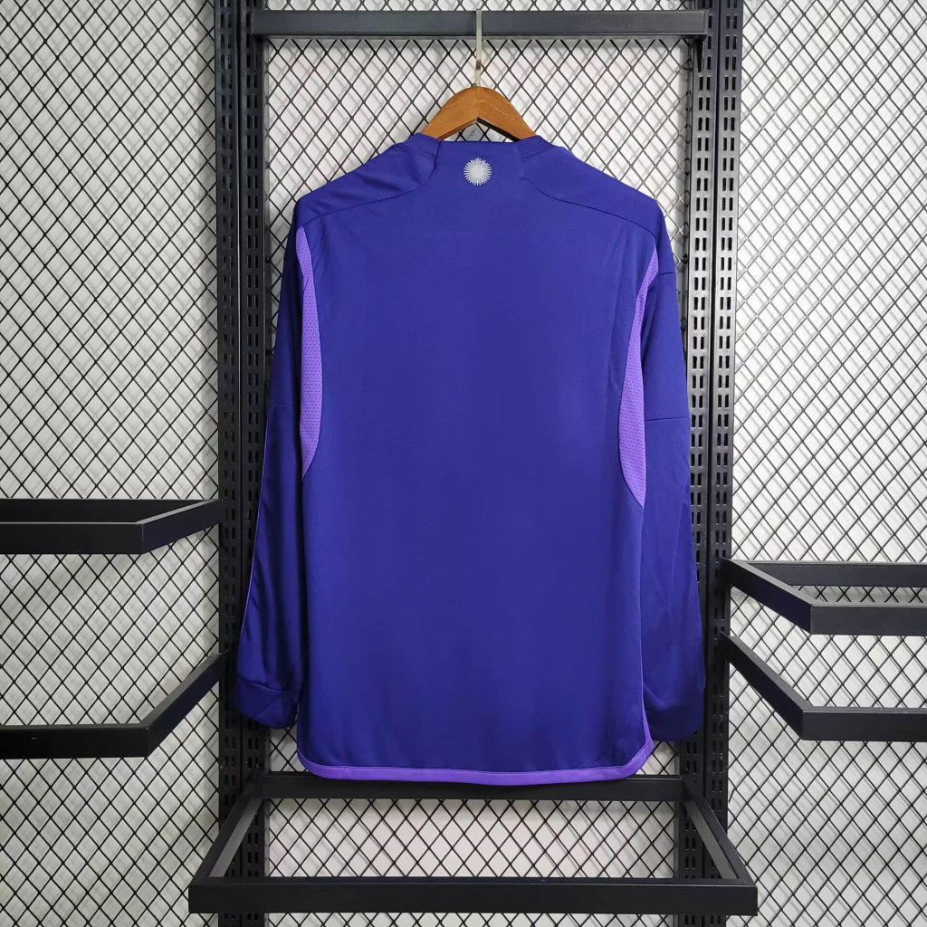 2022 Long Sleeved 3 Stars Argentina Away S-XXL Cheap Soccer Jerseys 1