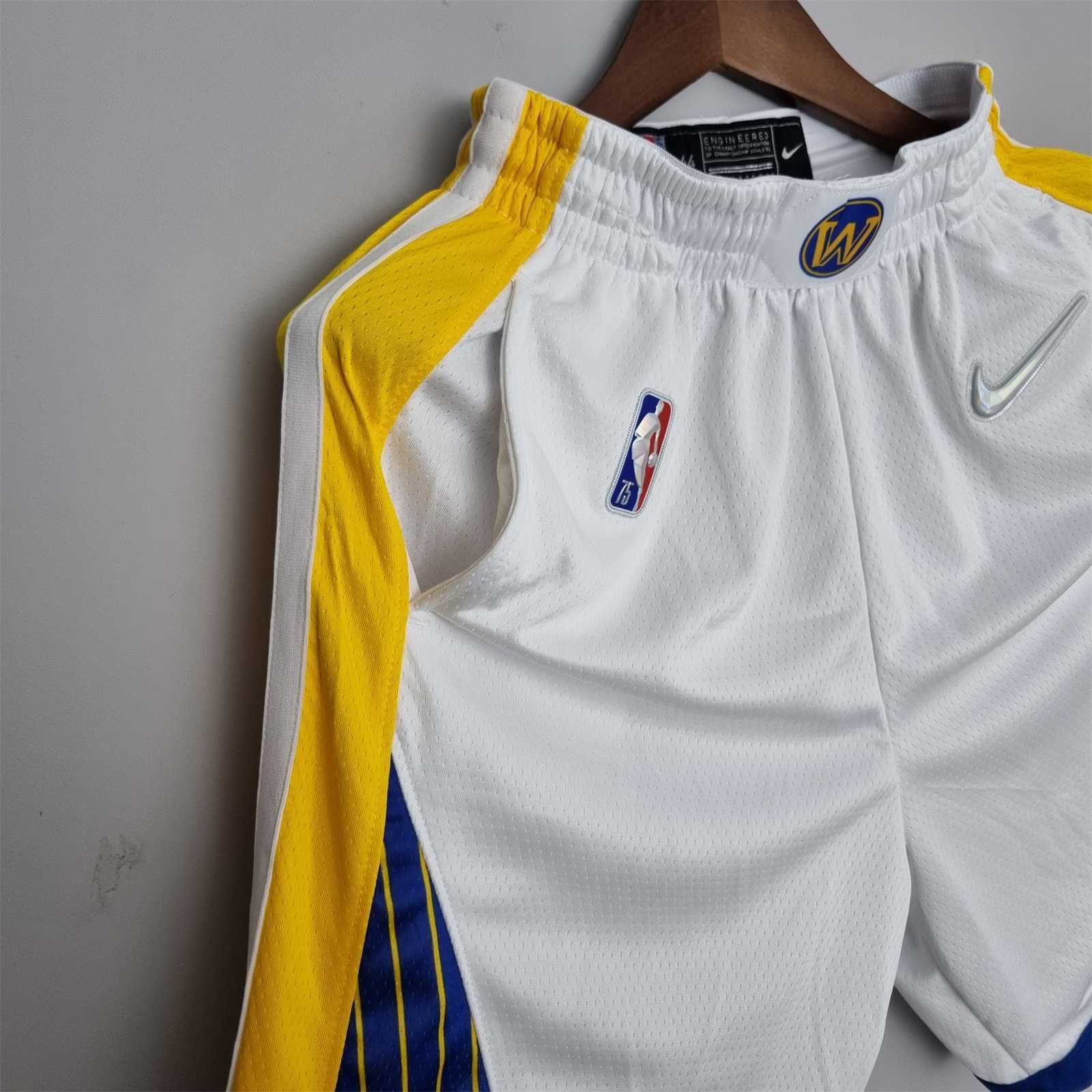 75th Anniversary Golden State Warriors Shorts White NBA Jersey 6