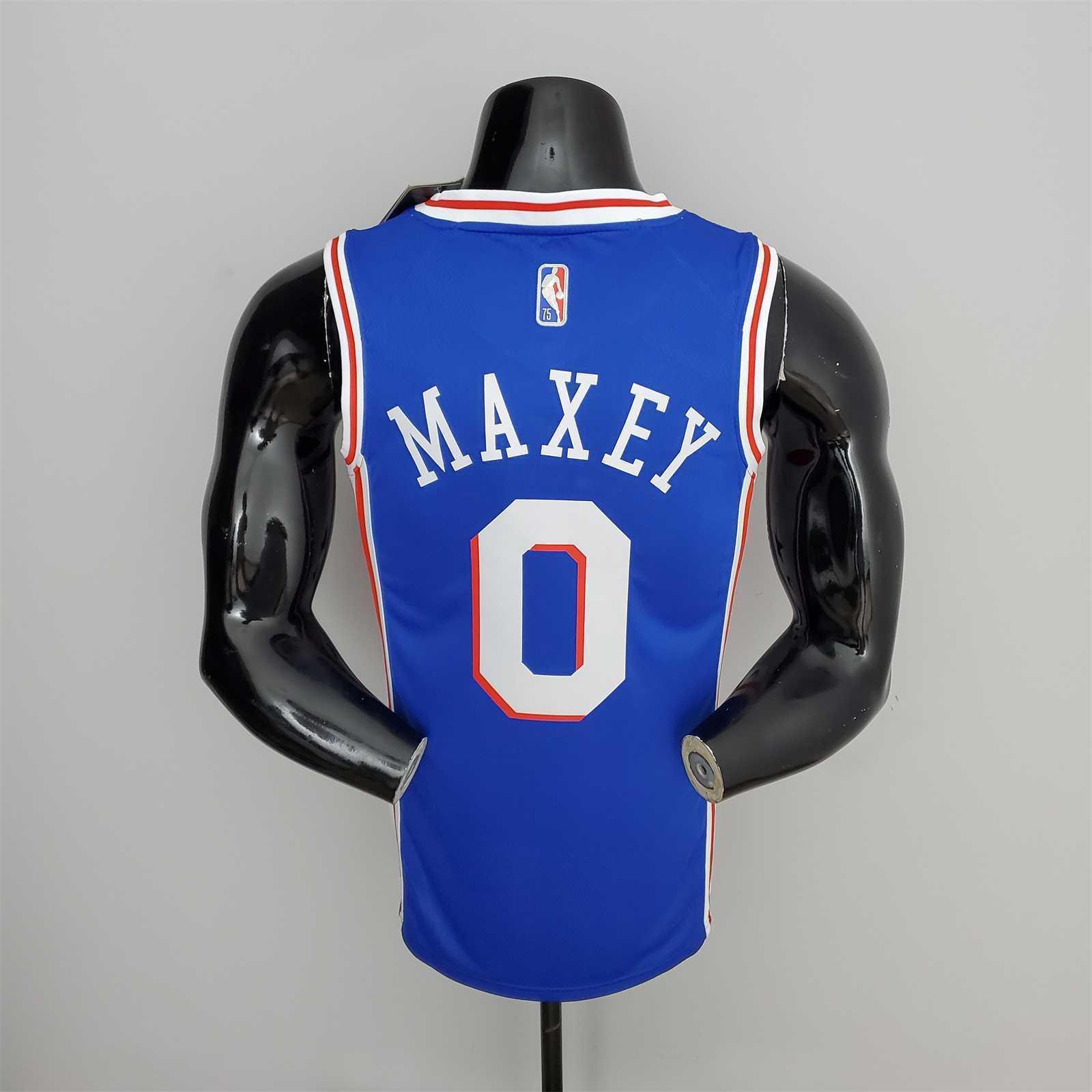 75th Anniversary Philadelphia 76ers MAXEY#0 Blue NBA Jersey 7
