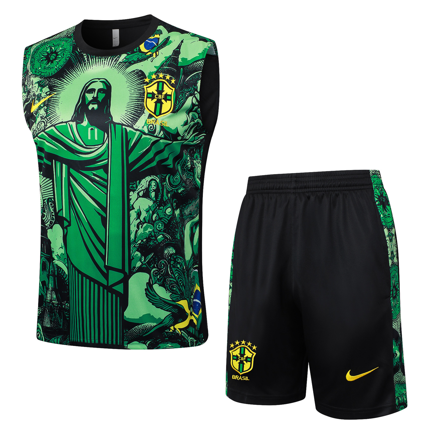 2024 Brazil Christ the Redeemer Green Vest Kit Soccer AAAAJersey Yupoo