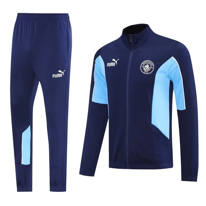 25-26 Manchester City Navy&Blue Football Tracksuits Long Jacket Suits 3