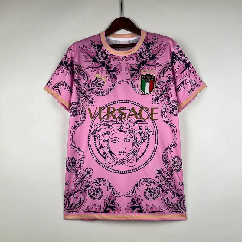 2024 Italy X Versace Pink Special Edition Kit Football T-Shirt AAAAJersey Supplier Yupoo 7