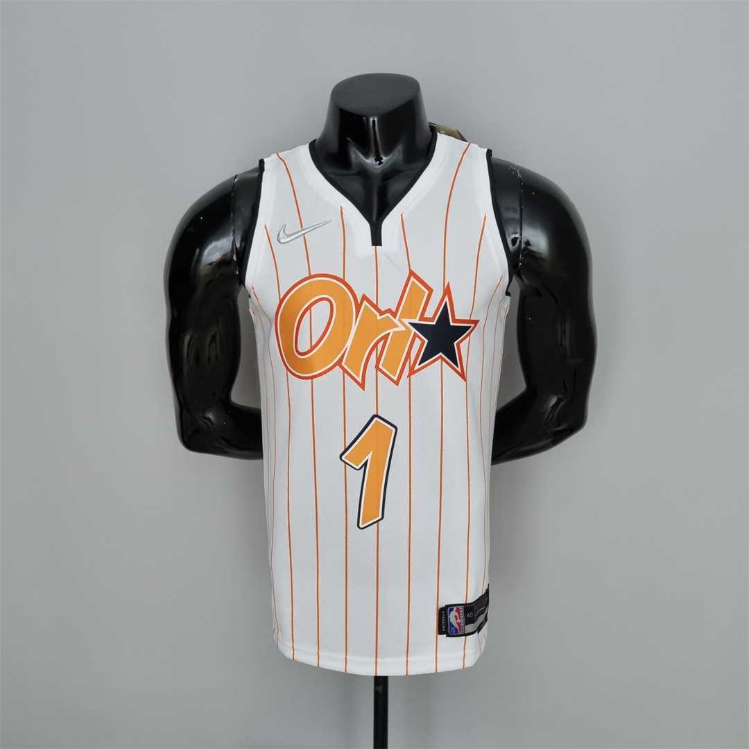 75th Anniversary Orlando Magic McGrady #1 White and Orange NBA Jersey