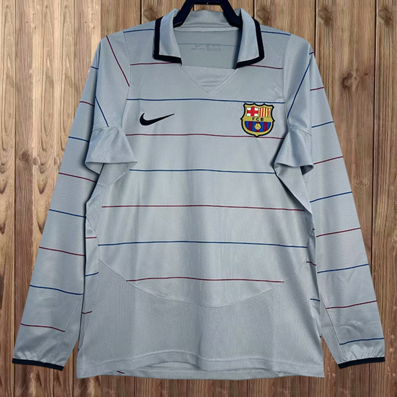 03-04 Barcelona Away Retro Kit Long Sleeve Shirt Soccer AAAAJersey Yupoo