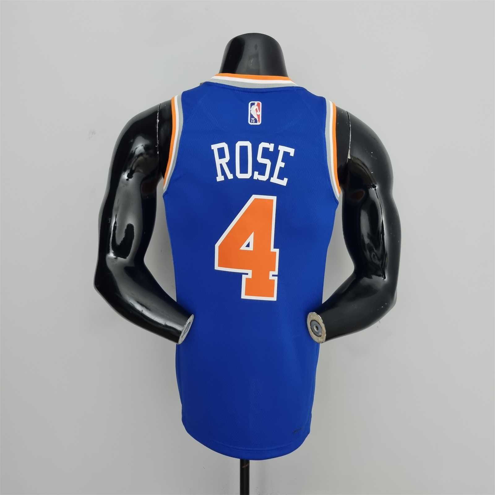 75th Anniversary Ross #4 New York Knicks Blue NBA Jersey 5