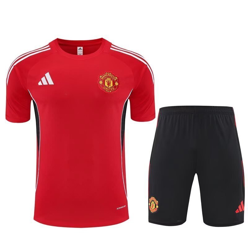 25-26 Manchester United Red Training Kits Football Tracksuits 4