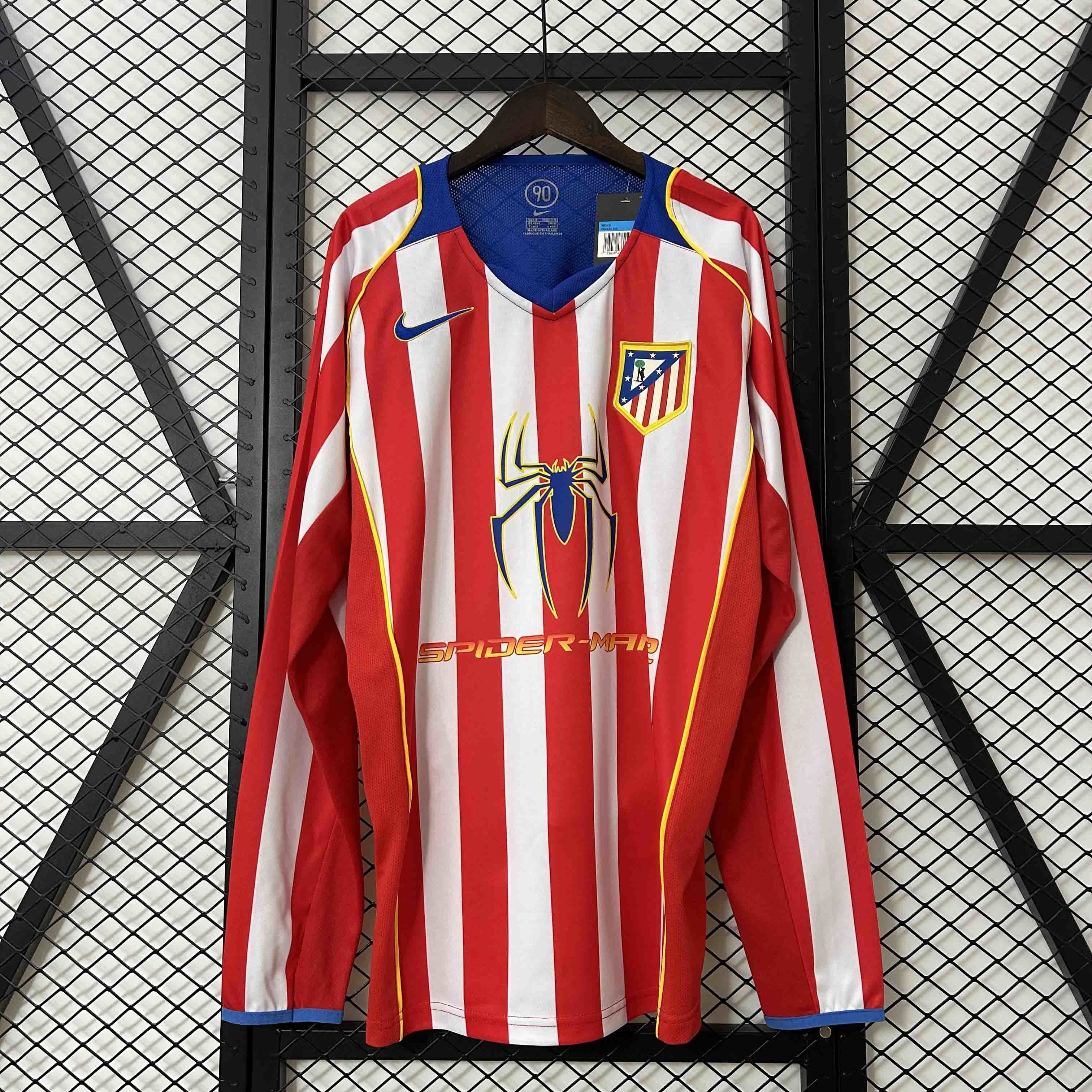 04-05 Atletico Madrid Home Retro Kit Long Sleeve Vintage Shirt AAAAJersey Supplier Yupoo