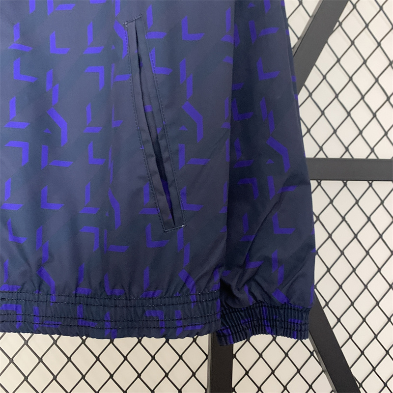 23-24 Real Madrid Trench Coat Reversible Windbreaker Navy 4