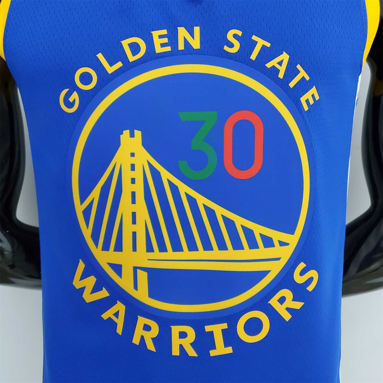75th Anniversary Golden State Warriors Curry #30 Mexico Edition Blue NBA Jersey 4