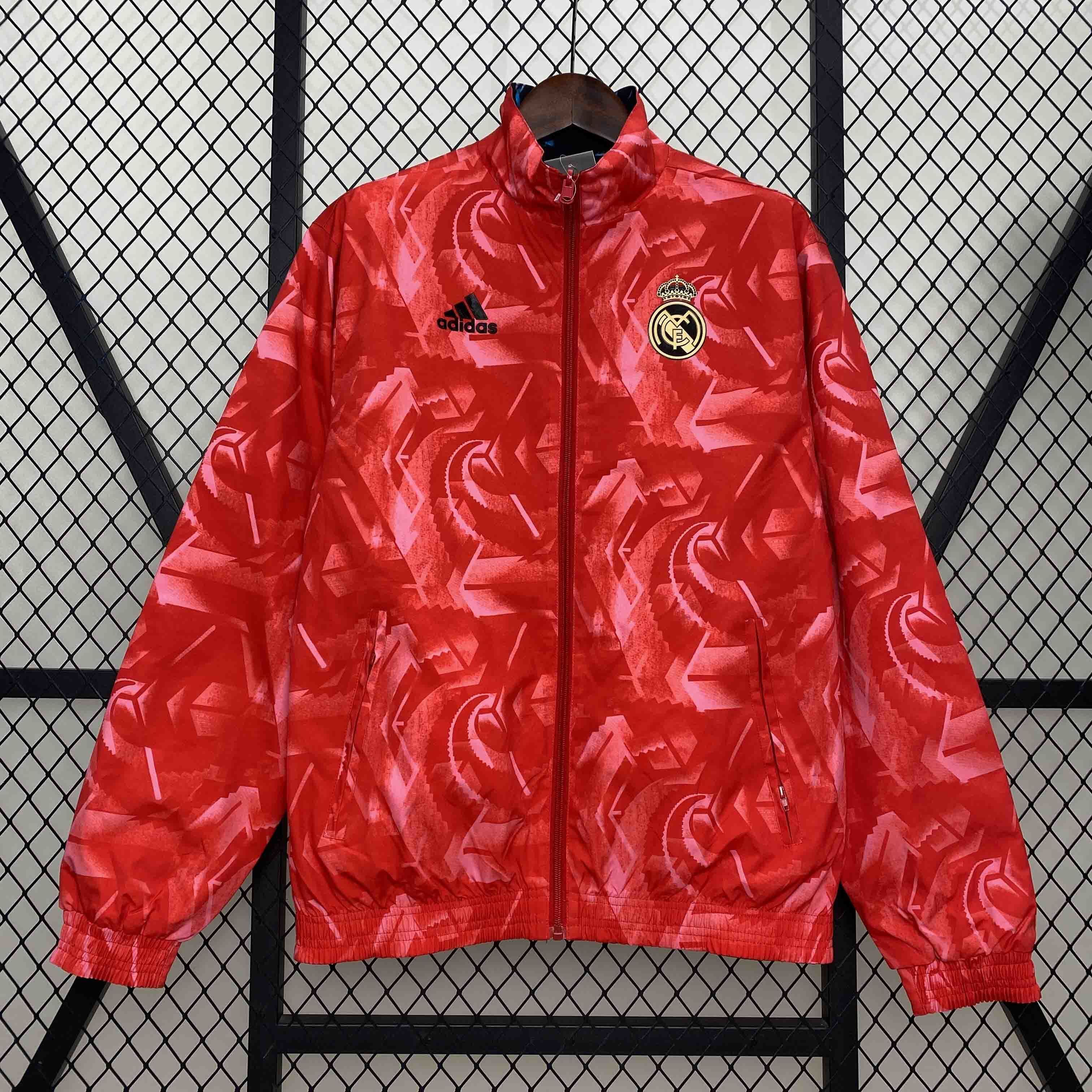 24-25 Real Madrid Red&Navy Trench Coat Reversible Windbreaker Double-Sides Jacket AAAAJersey Yu 6