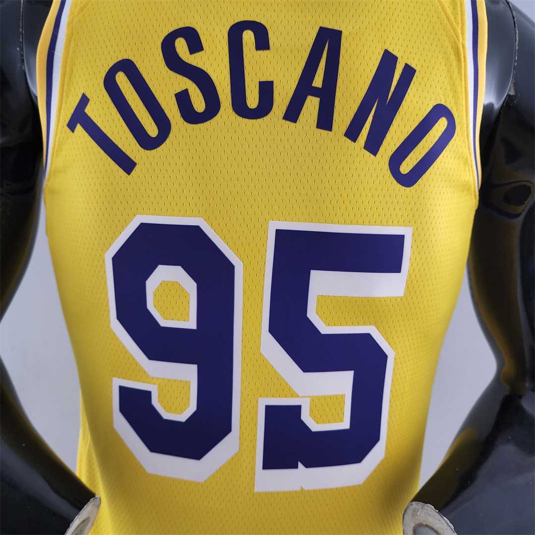 75th Anniversary TOSCANO #95 Los Angeles Lakers Yellow NBA Jersey 6
