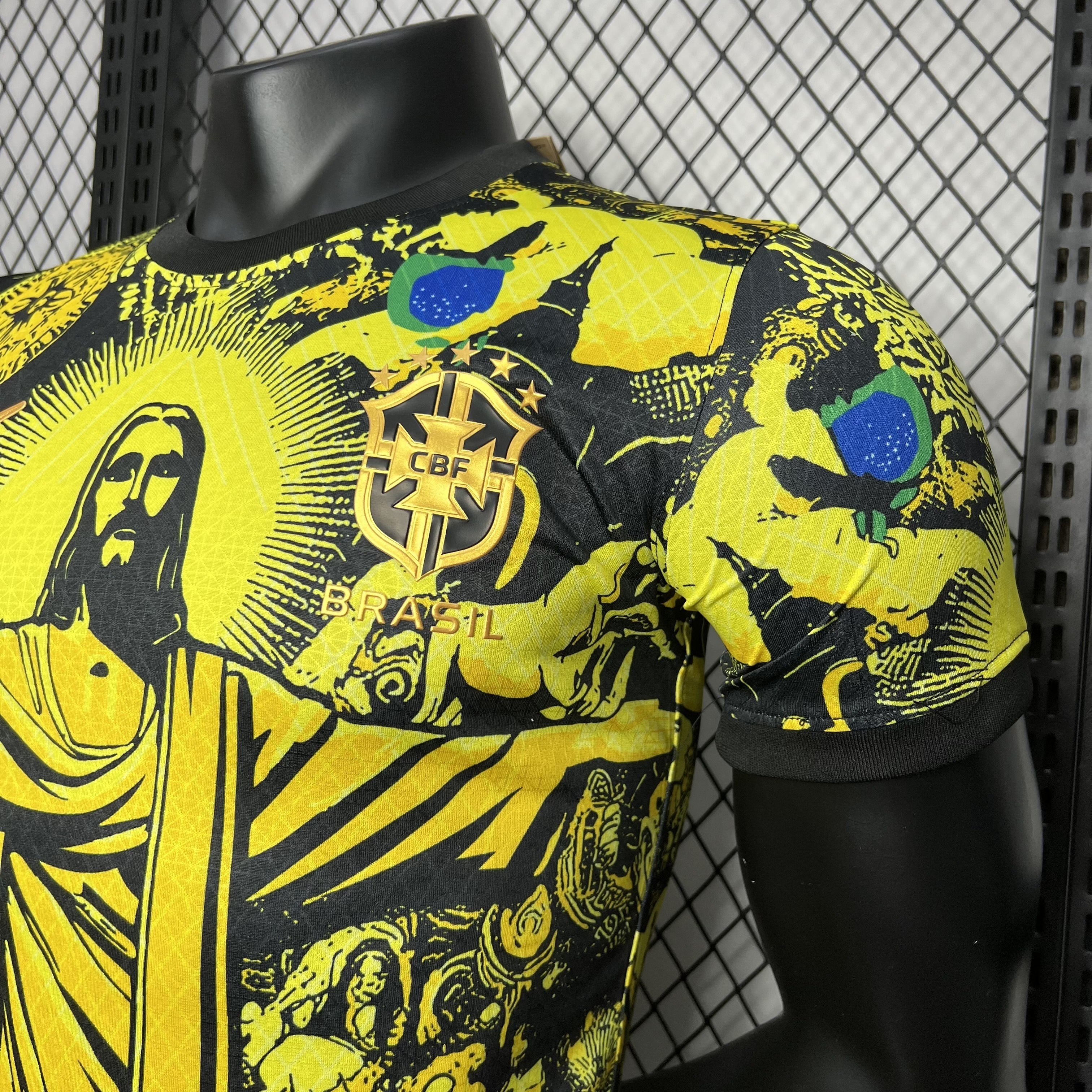 24-25 Brazil Jesus the Redeemer Yellow Kit Player Version Version AAAAJersey Wholesale Yupoo 1