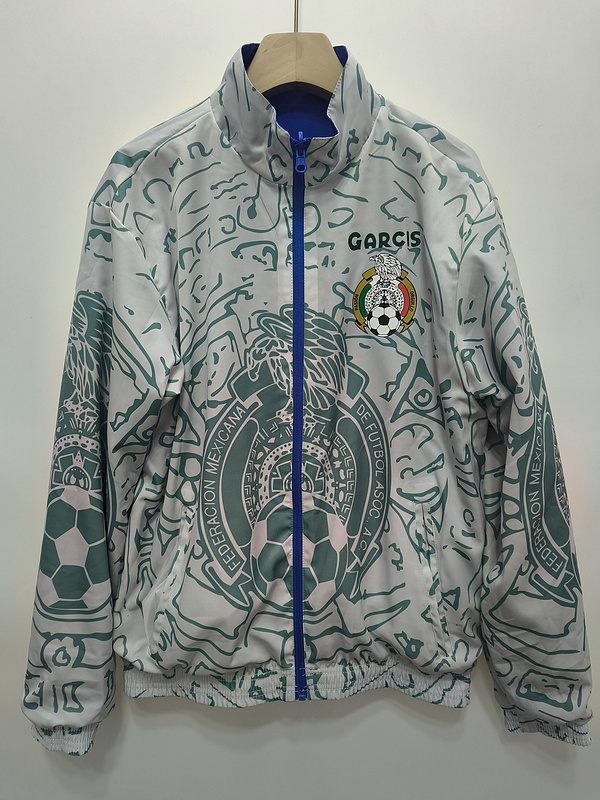 1999 Mexico Retro Trench Coat Reversible Windbreaker Double-Sides Jacket