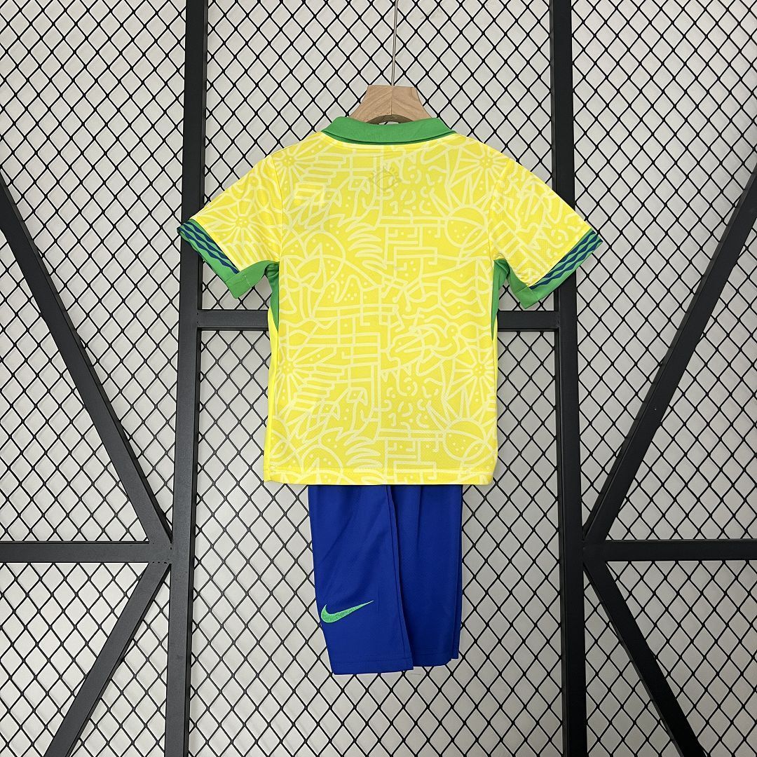 2024 Brazil Home Kid Kits Children Sets Soccer Jersey Yupoo 1