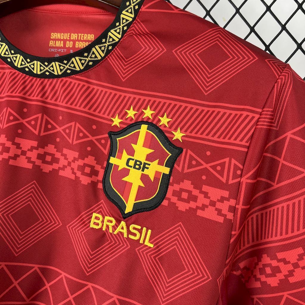 2025 Brazil x Jordan Red Special Edition T-Shirt Football Apparels Soccer AAAAJersey Yupoo 2