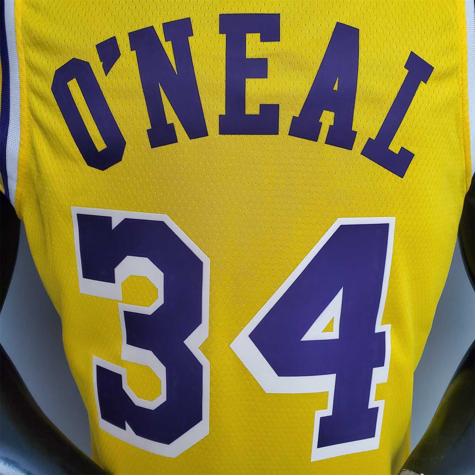 O'Neal #34 Lakers Commemorative Edition Round neck yellow 5